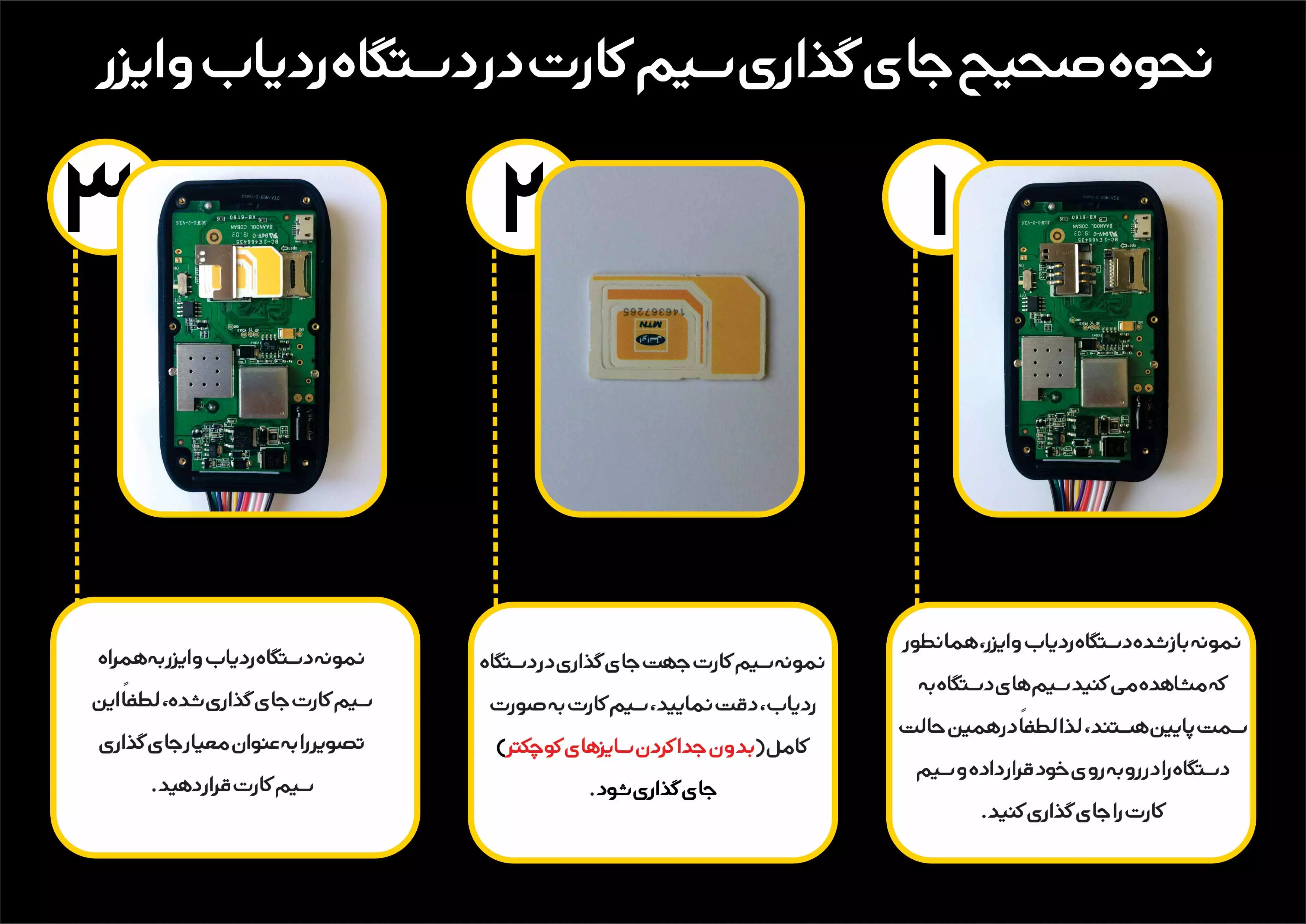 جای گذاری سیم کارت ردیاب وایزر